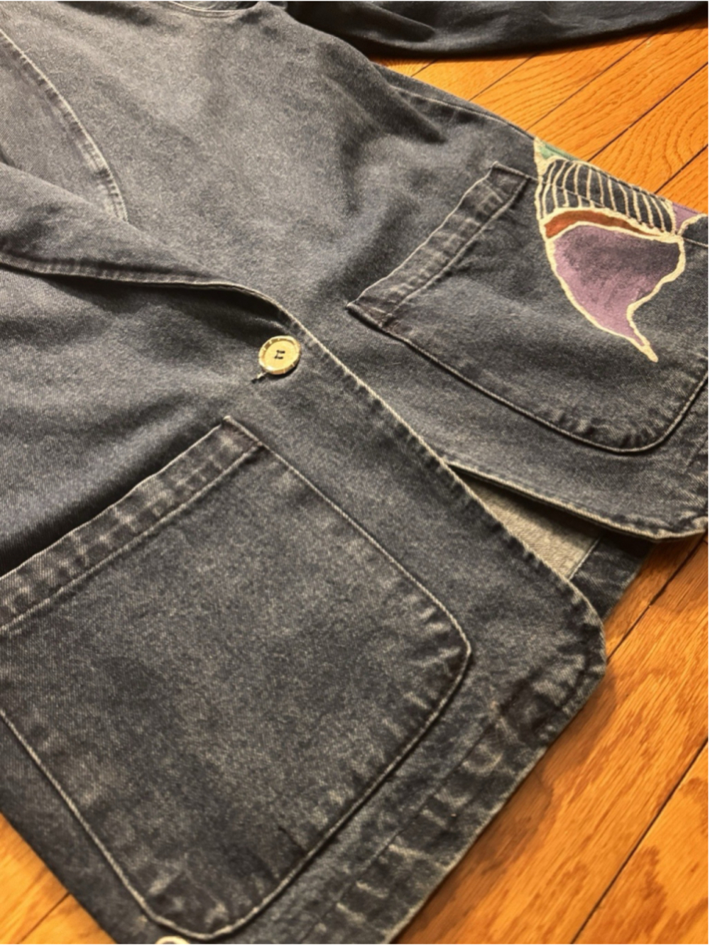 Vintage Hand Painted Denim Jacket Typhoons by Melissa-BOHO Southwestern NOS-MINT - Picture 4 of 16